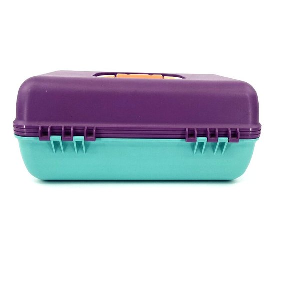Vintage Caboodles Make Up Travel Case Organizer Purple Mint & Pink Trays 2602 - Picture 8 of 11